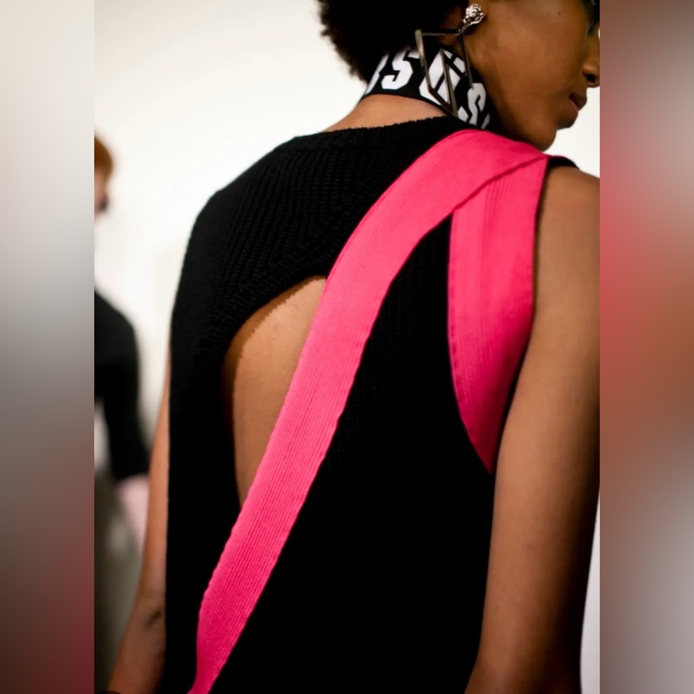 Versus Versace One Shoulder Black and Pink Dress